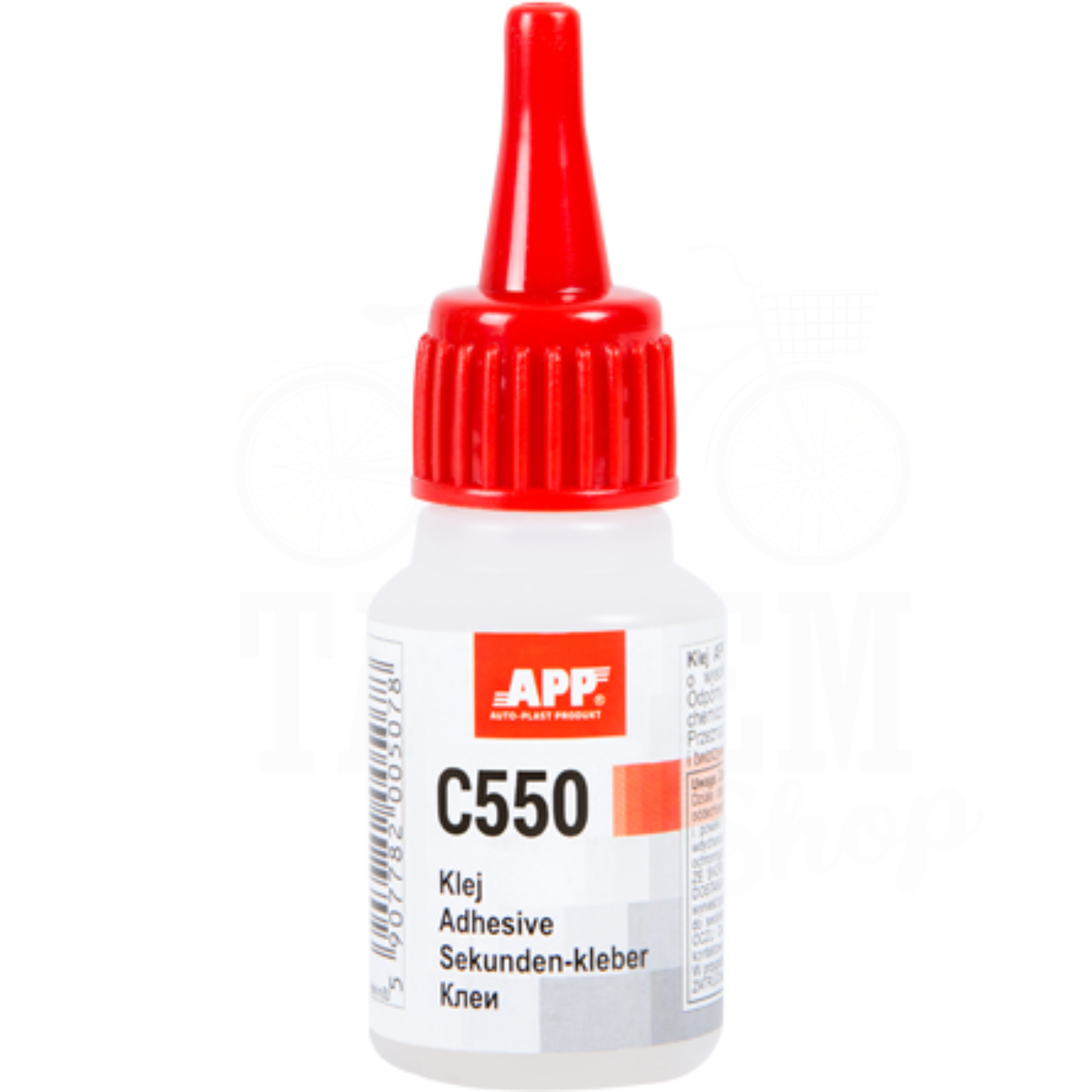 Клей ціаново-акриловий для склеювання гуми та пластмаси APP C550, 20 мл