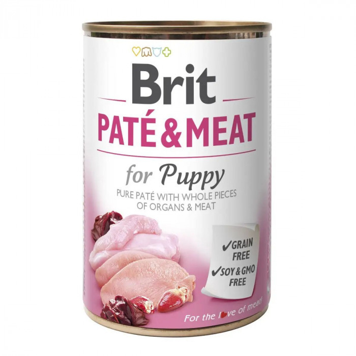 Вологий корм для цуценят Brit Pate&Meat Puppy 400 г (курка та індичка)