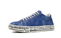 Модные женские кроссовки кеды на плоской подошве спортивные мягкие качественные синие 37 размер In-Trend 7641
