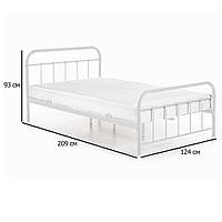 Белая полуторная металлическая кровать Linda 120х200 см в стиле ретро