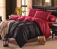 Полуторный однотонный комплект постельного белья Черный бордовый красный бязь голд люкс Виталина