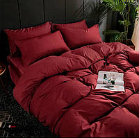 Двуспальный однотонный комплект постельного белья Бордовый красный бязь голд люкс Виталина