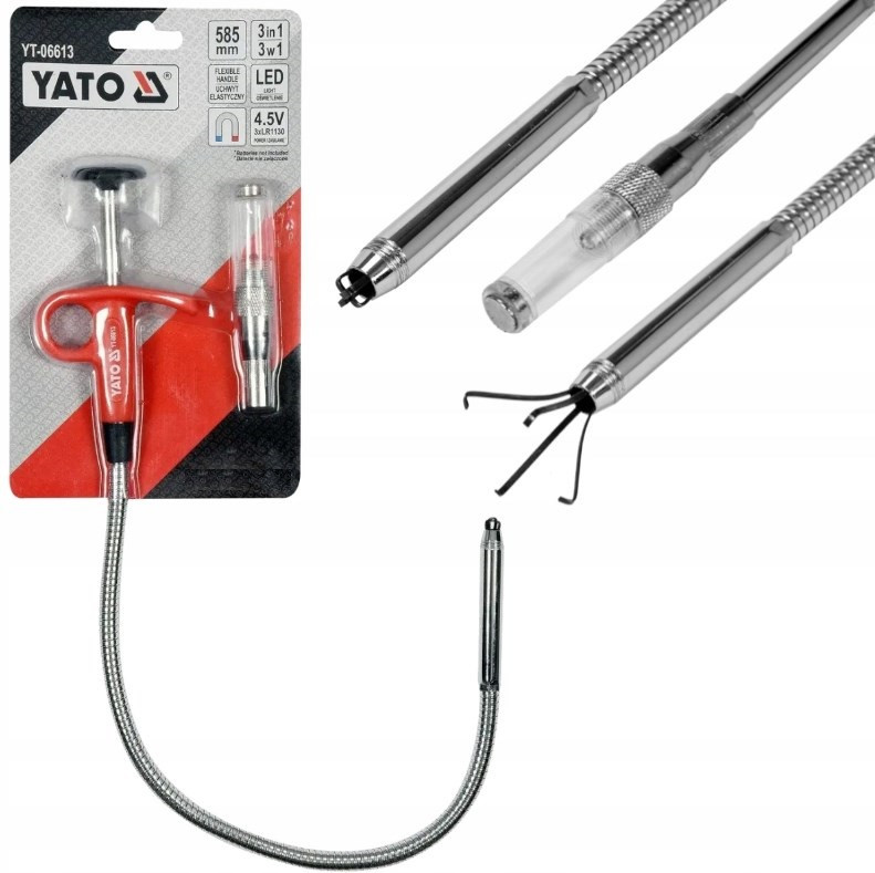 Магнітний Гнучкий Тримач YATO: L = 585 мм, з LED підсвічуванням, фото 1
