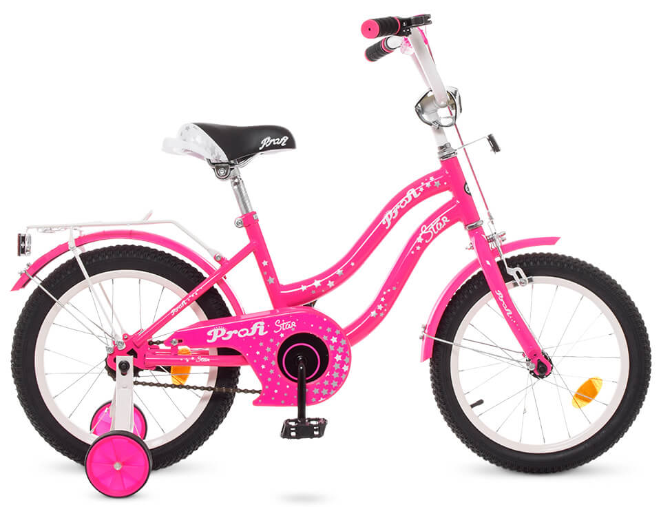 Детский велосипед с корзинкой 16 дюймов Profi Star розовый двухколесный профи Y1692-1 - фото 7 - id-p1710790809