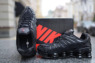 Чоловічі та жіночі кросівки Nike Shox TL Triple Black Чорні Взуття Найк Шокс ТЛ Тріпл повсякденні текстиль сіткадемісезон