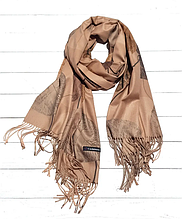 Кашеміровий шарф Листя 180*60 см капучіно