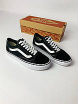 Чоловічі та жіночі кеди Vans Old Skool Black White кросівки Ванс Олд Скул чорно-біла Унісекс, фото 3