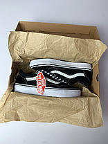 Чоловічі та жіночі кеди Vans Old Skool Black White кросівки Ванс Олд Скул чорно-біла Унісекс, фото 4