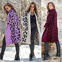 Жіночий в'язаний кардиган з леопардовим принтом "Вів'єн" Стильний оригінальний якісний жіночий кардиган