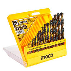 Набір свердел по металу 19 шт. 1-10 мм INGCO