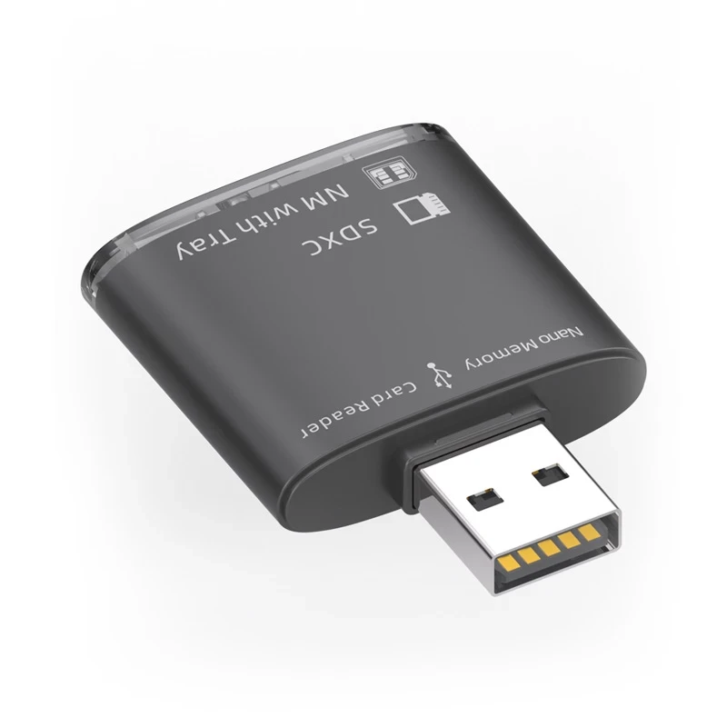 Кардридер для NM nano memory card з лотком + SDXC card - Сірий