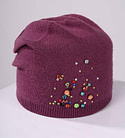 Шапка женская Fans Caps фиолетовая с камешками