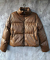 Жіноча шкіряна куртка, пуффер, єврозима, Турція р.р.S/M див.заміри в ПОЛНОМУ ОПИСІ товару