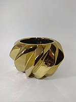 Горшок для цветов керамика спираль 15 х 9 см, цвет золотой