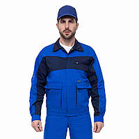 Куртка рабочая НОВАТОР с ПВХ василек/т.синий смесовая Zibo (65%п/э+35%х/б)