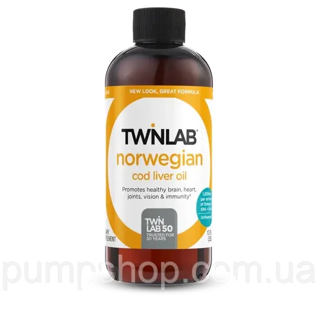 Норвезька олія печінки тріски Twinlab® Norwegian Cod Liver Oil 355 мл