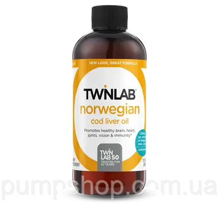 Норвезька олія печінки тріски Twinlab® Norwegian Cod Liver Oil 355 мл, фото 2