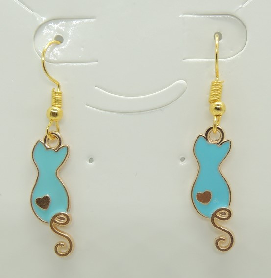 Сережки Liresmina Jewelry сережки гачок (петля) Котики кохання емаль 4.2 см золотисті