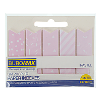 Закладки паперові PASTEL з клейким шаром 65x18 мм 100 л рожеві