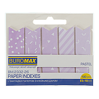 Закладки паперові PASTEL з клейким шаром 65x18 мм 100 л бузкові
