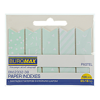 Закладки паперові PASTEL з клейким шаром 65x18 мм 100 л м'ятні