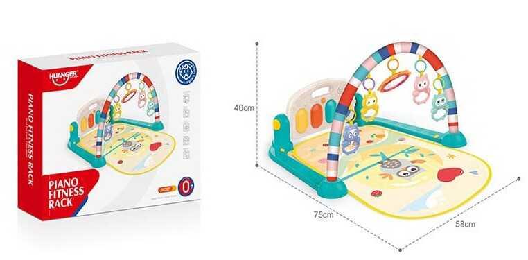 Розвивальний ігровий килимок піаніно для хлопчика НЕ 0650, з мелодіями, 5 підвісок, фото 1