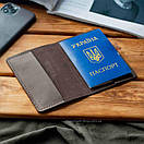 Коричнева обкладинка на паспорт із гербом для документів KONSUL з натуральної телячої шкіри, фото 8