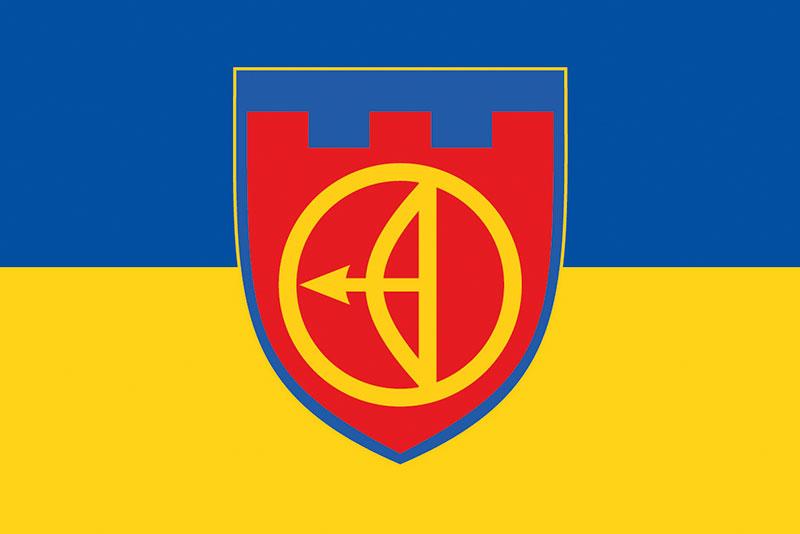 Прапор 112 ОБрТрО ЗСУ синьо-жовтий