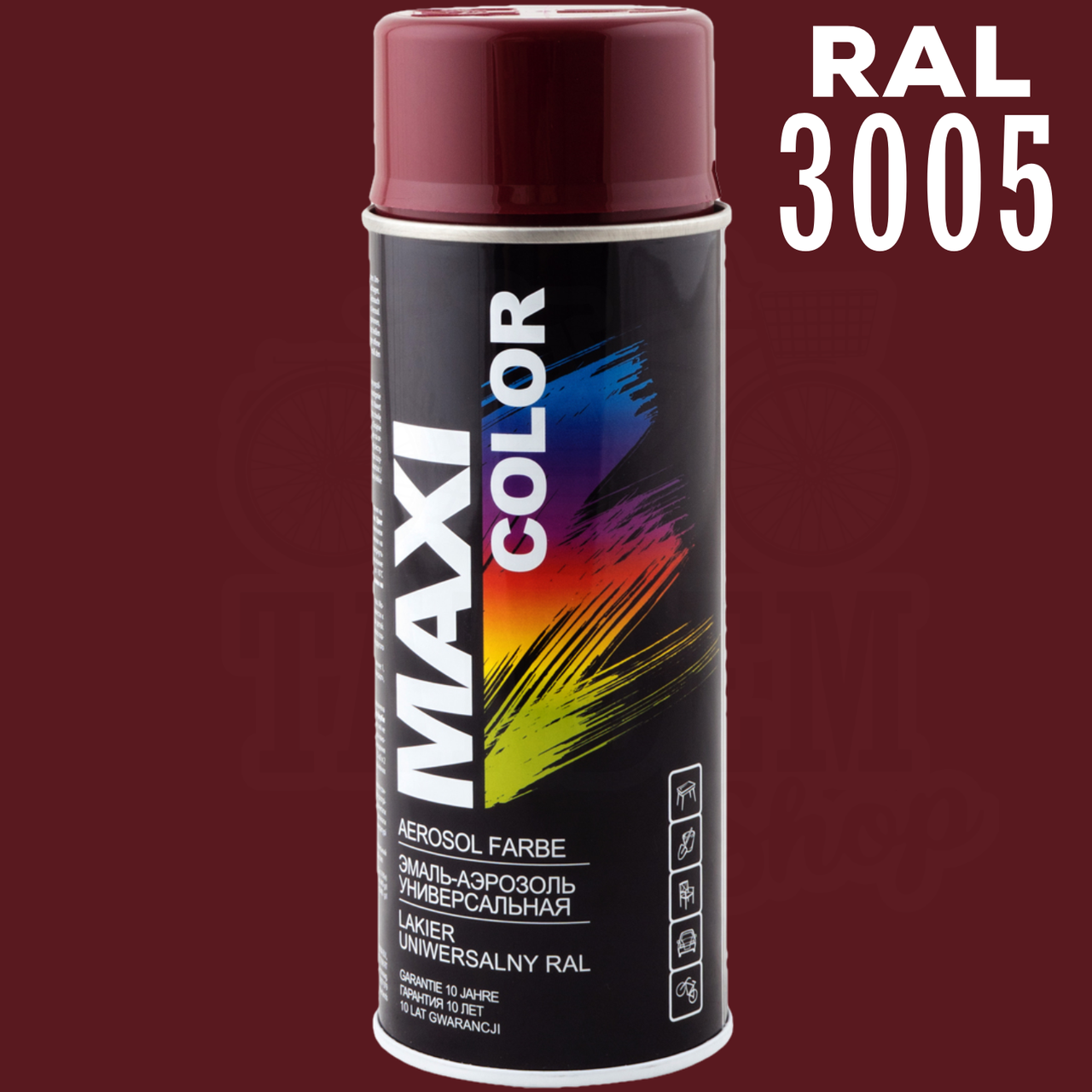 Фарба (емаль) універсальна Maxi Color, 400 мл Аерозоль Винно-червоний (RAL 3005)