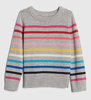 1, Серый хлопковый женский свитерок в разноцветную полоску GAP ГАП Размер М Оригинал