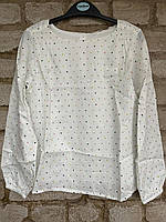 1, Белая легкая хлопковая рубашка кофточка блуза в треугольничек H&M Размер 9-10 лет Рост140 см