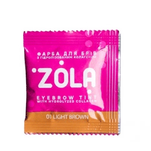 Фарба для брів із колагеном ZOLA Eyebrow Tint With Collagen 01 Light brown у саші+окислювач, 5 мл