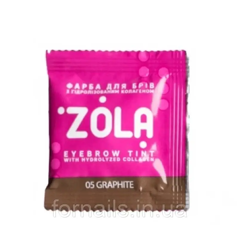 Фарба для брів із колагеном ZOLA Eyebrow Tint With Collagen 05 Graphite у саші+окислювач, 5 мл, фото 1
