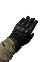 Тактические перчатки с пальцами и накладками Черные L
