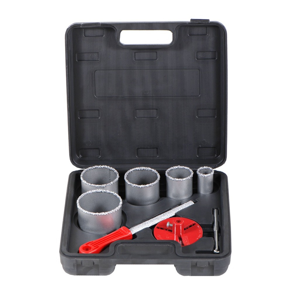 Коронки кільцеві з вольфрамовим напиленням Ø33, 53, 67, 73, 83 мм + основа зі свердлом (кейс) SIGMA, фото 1