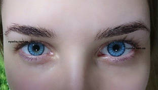 Кольорові лінзи блакитні, небесні блакитні лінзи з обідком GLASSBALL BLUE для будь-якого кольору очей.