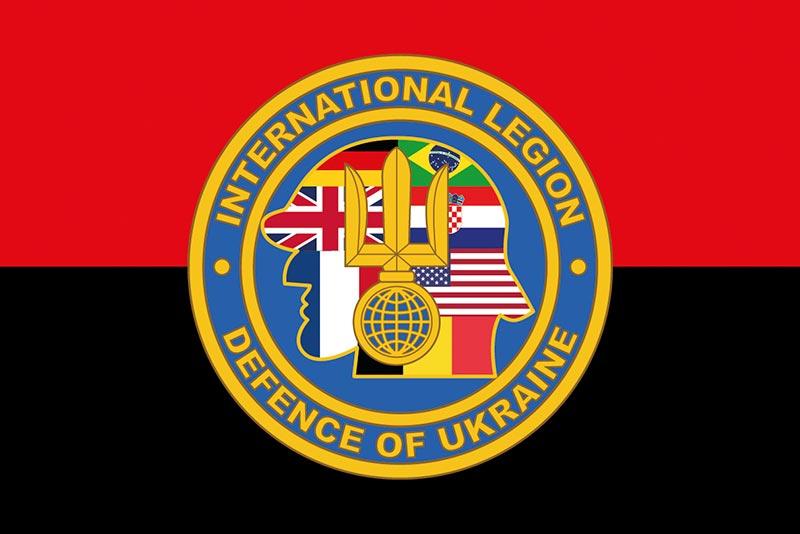 Прапор Інтернаціонального легіону ТРО України червоно-чорний 1