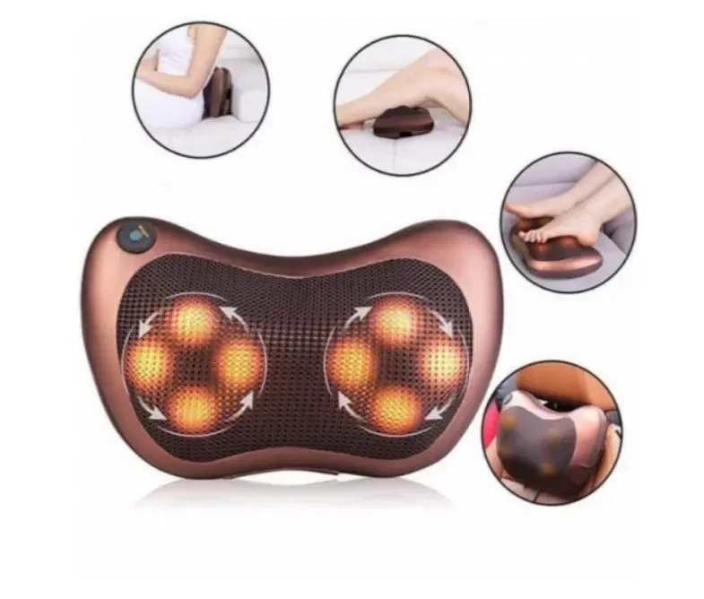 Роликовий масажер — подушка Massage pillow, подушка з інфрачервоним підігрівом, масажер для шеї, фото 1