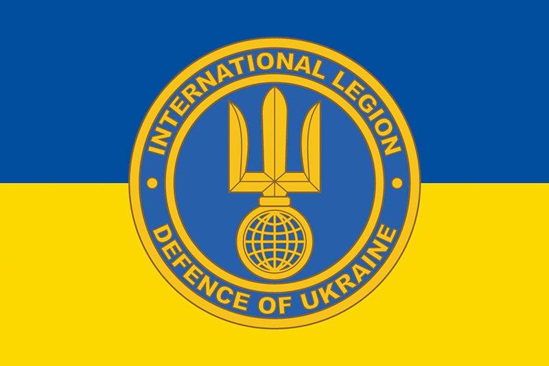 Прапор Інтернаціонального легіону ТРО України синьо-жовтий 2