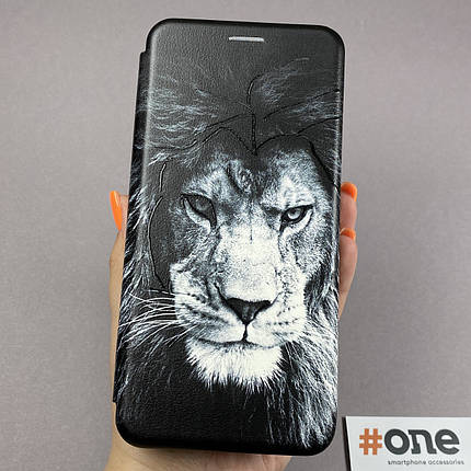 Чохол-книга для Xiaomi Redmi Note 9 книжка з малюнком з левом на сяомі редмі нот 9 чорна r7p, фото 1