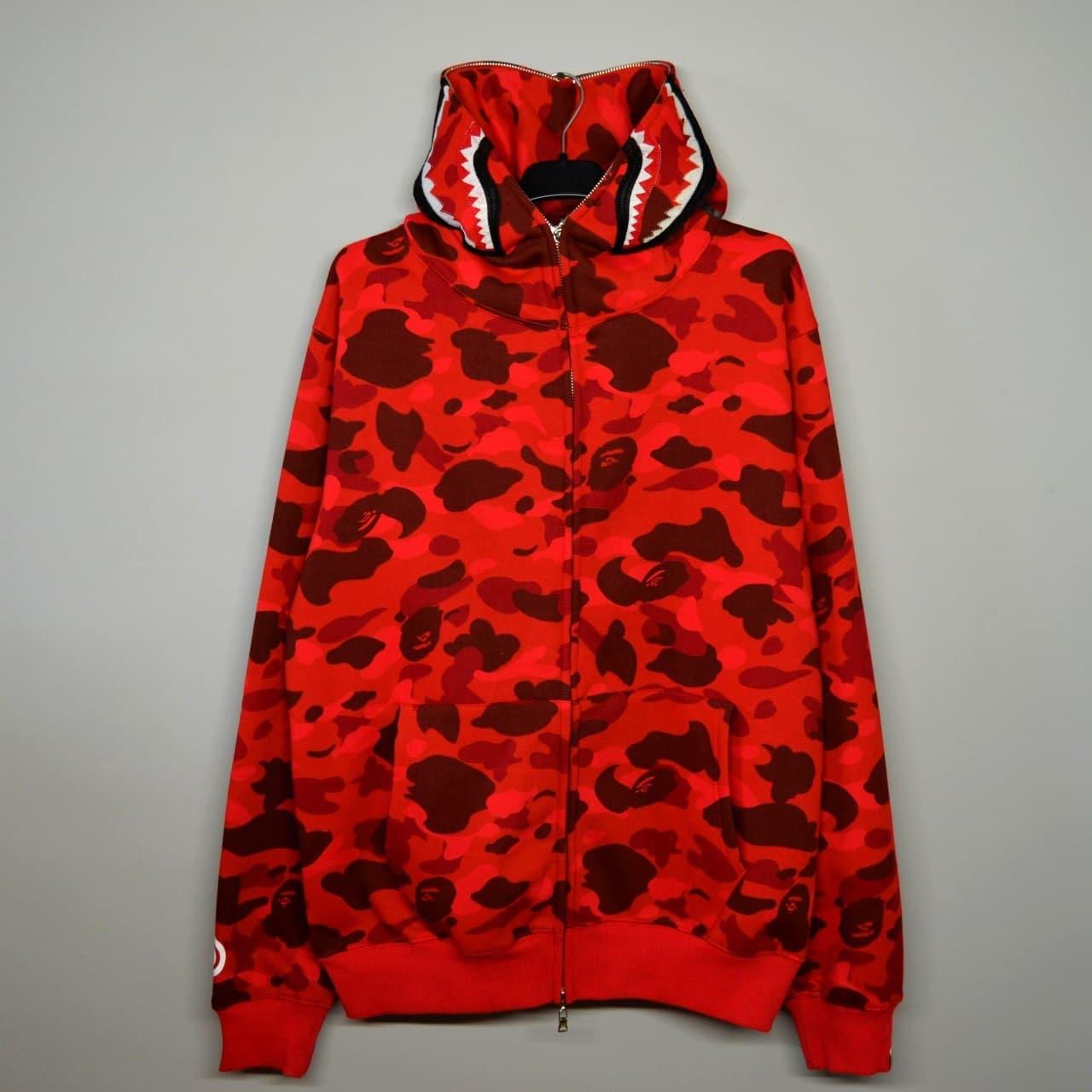 Худі червона камуфляжна унісекс Bape Camo Red. Стильні молодіжні толстовки Бейп Камо. Молодіжні худі