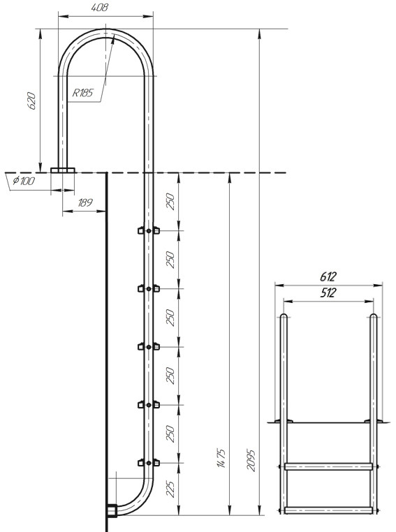 Габаритный размеры Laris Chamboard 5 ступеней