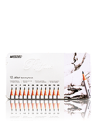 Олівці графітні "MARCO" №7000-12TN Raffine у металевому пеналі (12 шт., від 2H - до 8В)