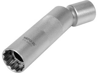Головка свічкова тонкостінна 12-гранна М16 з кардан приводом, квадів 3/8" l=98 мм YATO