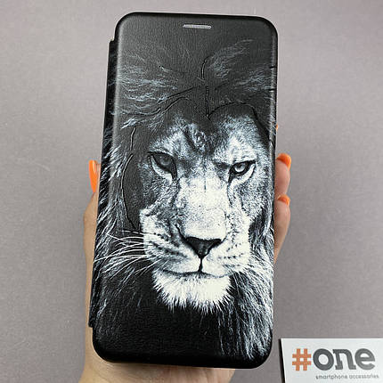Чохол-книга для Xiaomi Redmi 9T книжка з малюнком з левом на телефон сяомі редмі 9т чорна r7p, фото 1