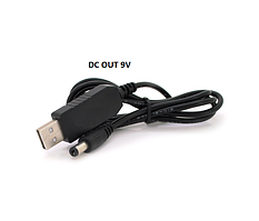 Кабель для роутера 5.5/2.5mm(M)=> USB2.0 (Out:9V), 1м, Black, OEM