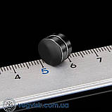 Сережки магнітні кліпси хрест тамплієрів з хрестиком на одне вухо плаги-обманки чорна, фото 3