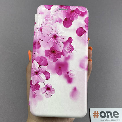 Чохол-книга для Xiaomi Redmi 9T книжка з малюнком з квітами на телефон сяомі редмі 9т рожева r7p, фото 1