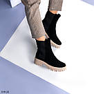 Замшеві демісезонні черевики челсі на бежевій підошві тільки 37 р-р, фото 2