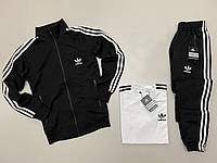 Спортивный костюм мужской Adidas Адидас комплект одежды 3в1 (кофта+штаны+футболка) Турция 2XL, Черный